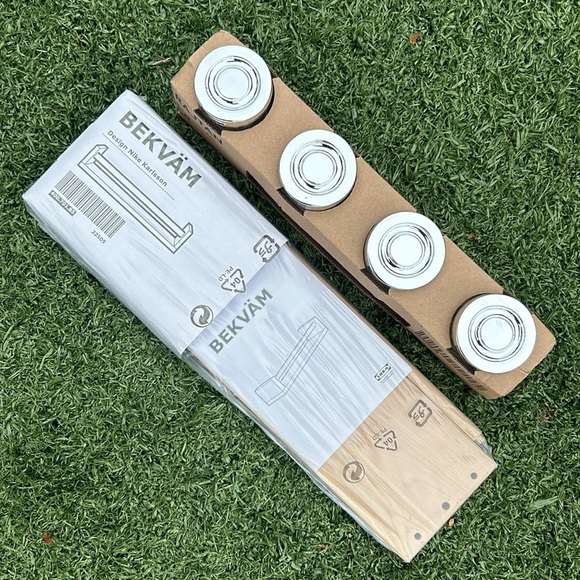 New IKEA Bekvam Birch Wood Spice Rack Wall Shelf & Glass Jars by Nike Karlsson - Picture 2 of 9